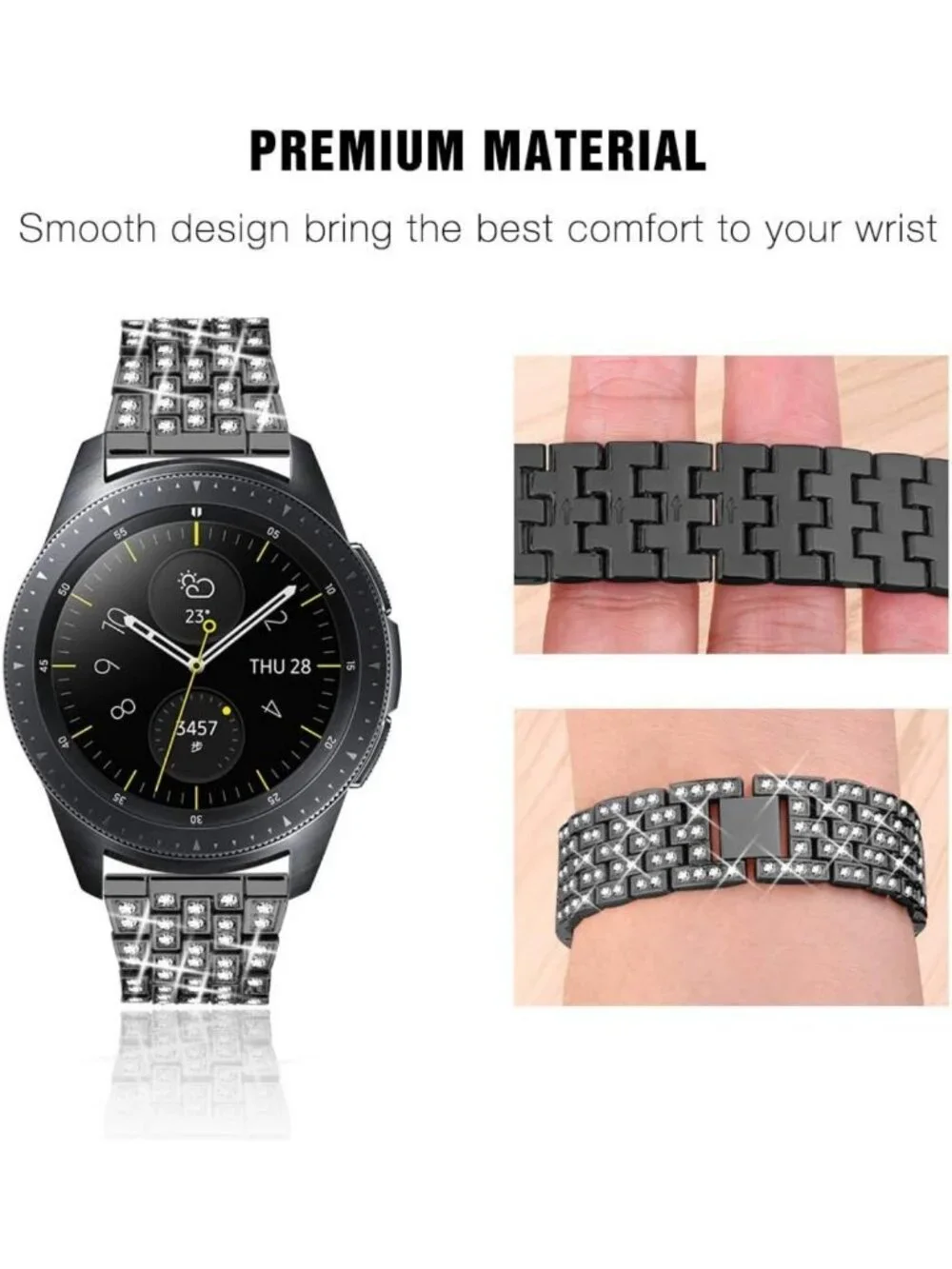 Stylish Bling Replacement Bands for Galaxy Watch 7/6/5/4, Active 2 - 2 Pack